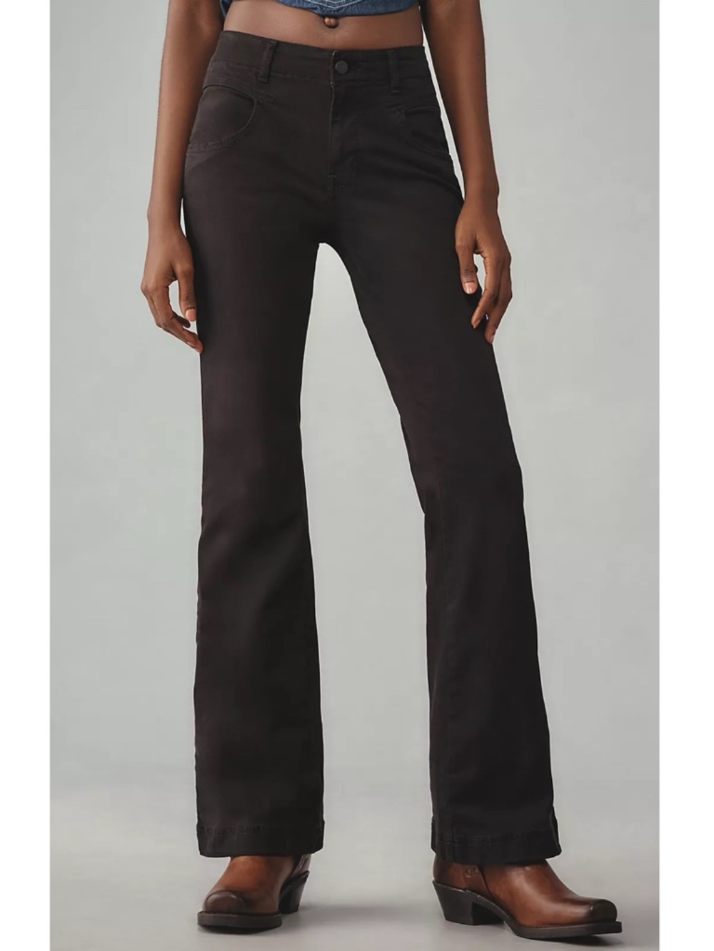 NWT Anthropologie Pilcro The Bering Demi Bootcut Pants Black